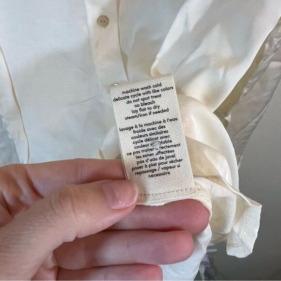 DONNI. Silky Button Down in Cream Creme XS NWT - Picture 9 of 12